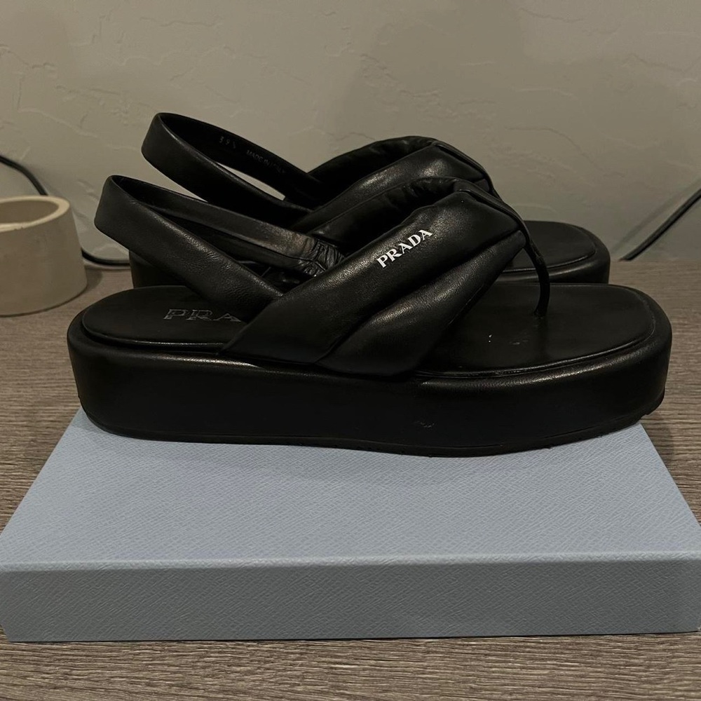 Prada Logo Platform - Slingback Sandal